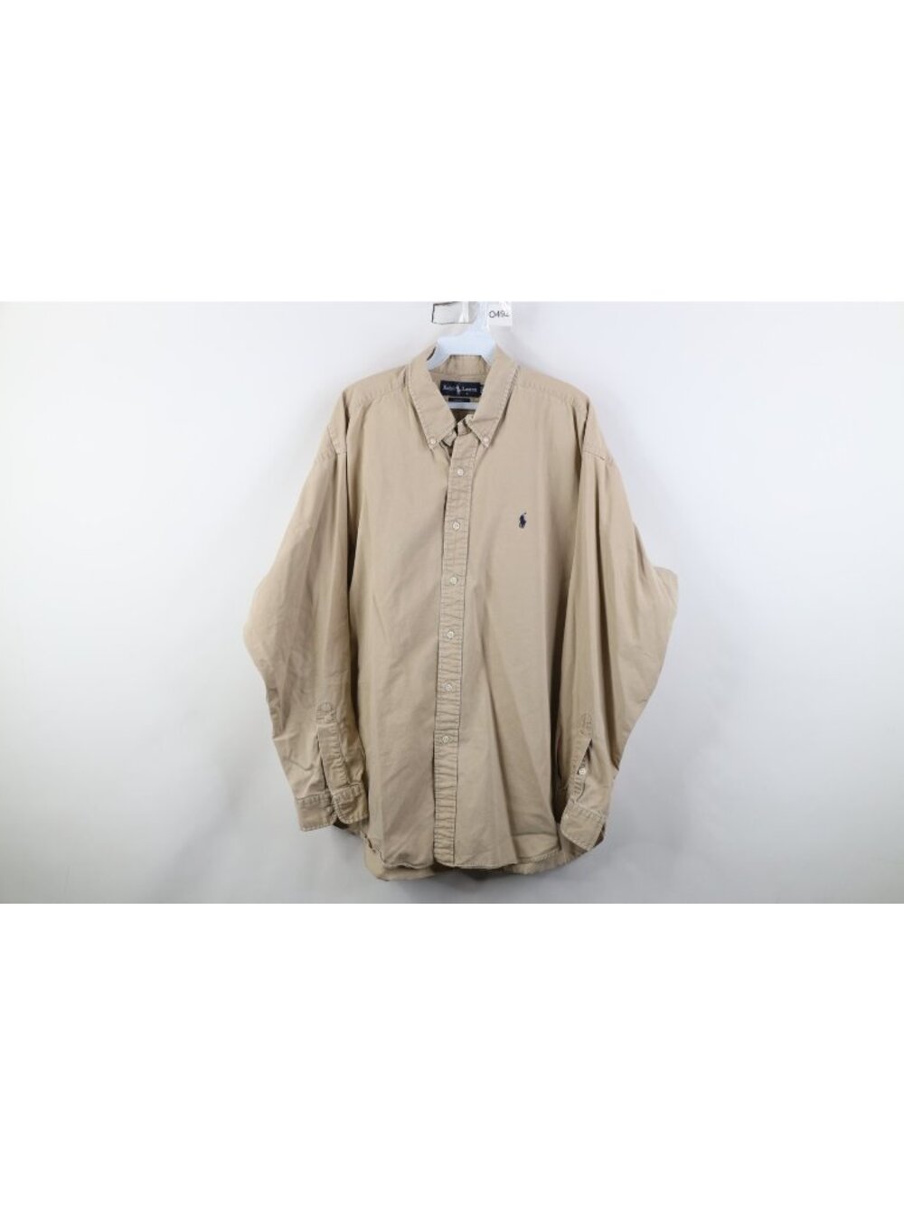 Vintage 90s Ralph Lauren Mens XL Faded Blake Collared Button Down Shirt Beige
